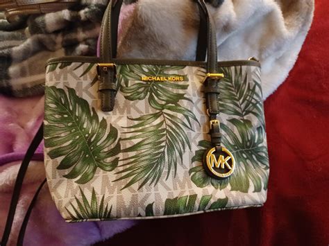 michael kors purse with palm leaves|green bag Michael Kors.